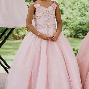 Mini quinceanera pink dress, flower girl